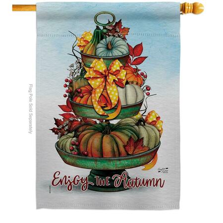 ANGELENO HERITAGE 28 x 40 in. Falltime Harvest Autumn Tower House Flag H130419-BO